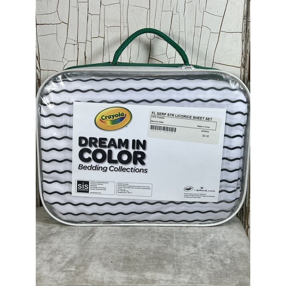 Crayola Dream In Color Full Sheet Set Serpentine Stripe Licorice Black White NEW